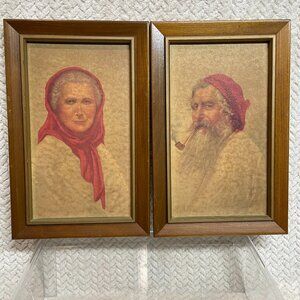 Vintage M & B Inc NY Old Man & Woman of Capri Mr & Mrs Claus The Contented Man